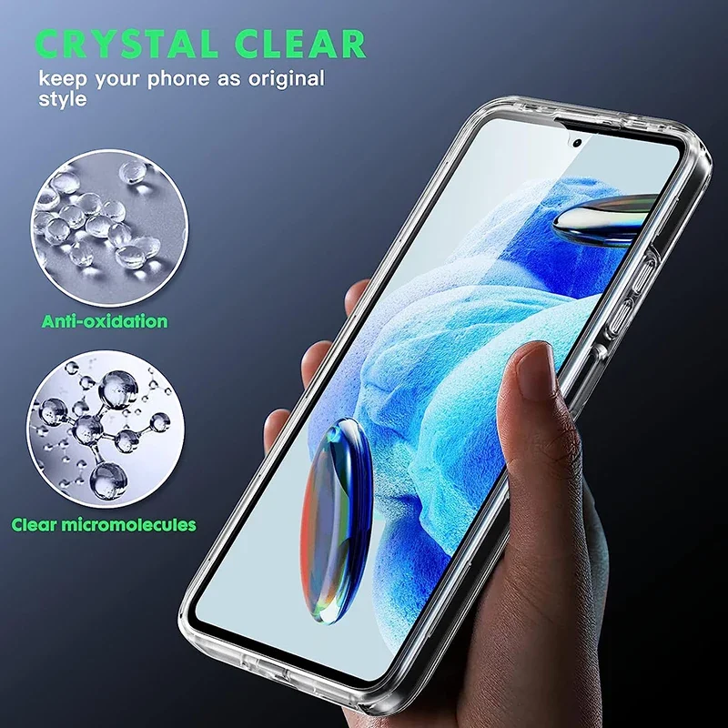 360 °   Full Cover Clear Case dla Xiaomi Redmi Note 12 11 11S 10 10S 9 9S Pro Plus 4G 5G Hybrid Silicone Hard Thin