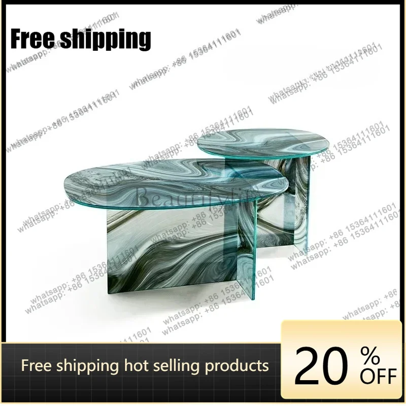 hot Factory Direct  Modern Designer Household Glass Coffee Table Light Luxury Minimalist Style Personalized Tea Table