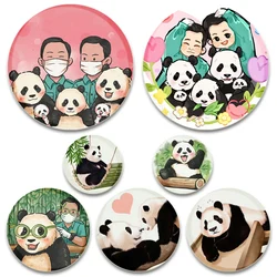 32/44/58mm Cute Chinese Giant Panda Brooches, Fubao/Lebao/Aibao Badge, Souvenir Collection Pins, Gift Accessory for Friends