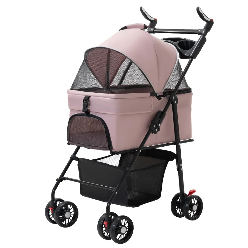 

Luxury 4-Wheel Foldable Pet Stroller for Two Large Dogs/Cats High Quality Oxford Material Price