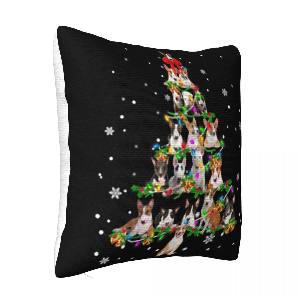 Top Bull Terrier Christmas Tree X'Mas Gift Graphic Letter Popular Style Pattern Game Surprise Pillow Case