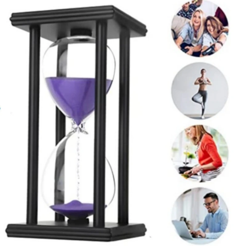 60 Minutes Creative Wooden Glass Hourglass Sand Timer Modern Sandglass Gifts Tea Clock Timers Kitchen Home Decoration Sand Clock