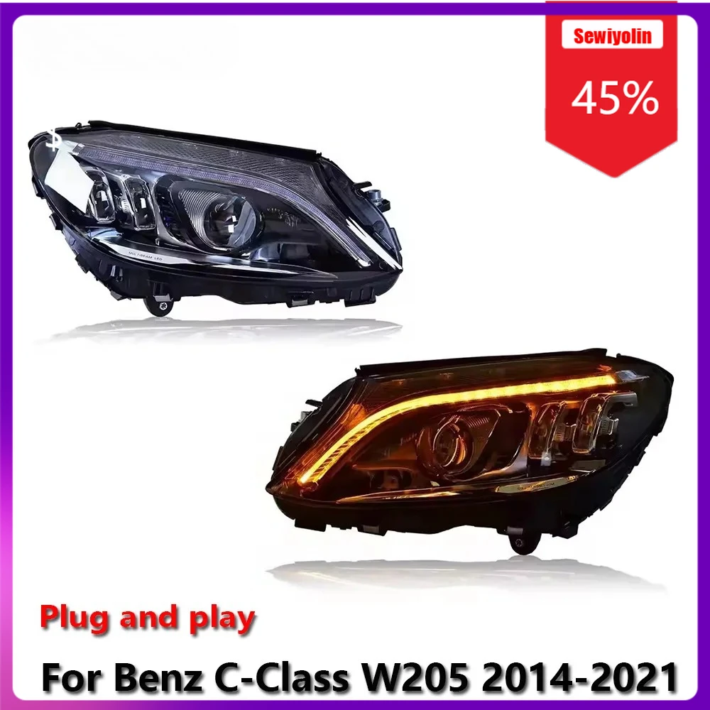 

Автомобильные светодиодные лампы Sewiyolin в сборе для Benz C-Class W205 2014-2021, противотуманные фары DRL, стоп-сигналы поворота Plug and Play