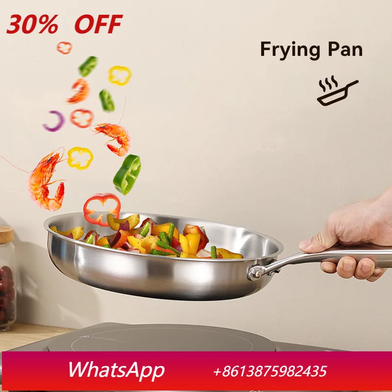 

LMM stainless steel frying pan household uncoated pan non-stick pan special cooking