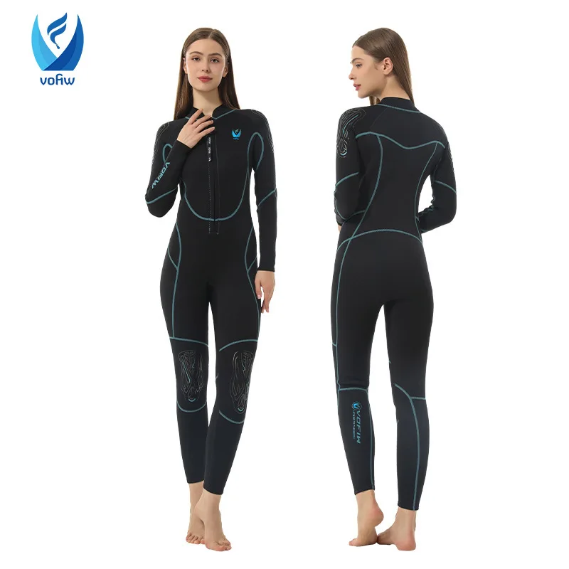 

New 3mm Women's One-piece Wetsuit Thermal Long Sleeve Swimsuit Cotton Slim Diving Surfsuit Jellyfish Suit Snorkeling Spearfish