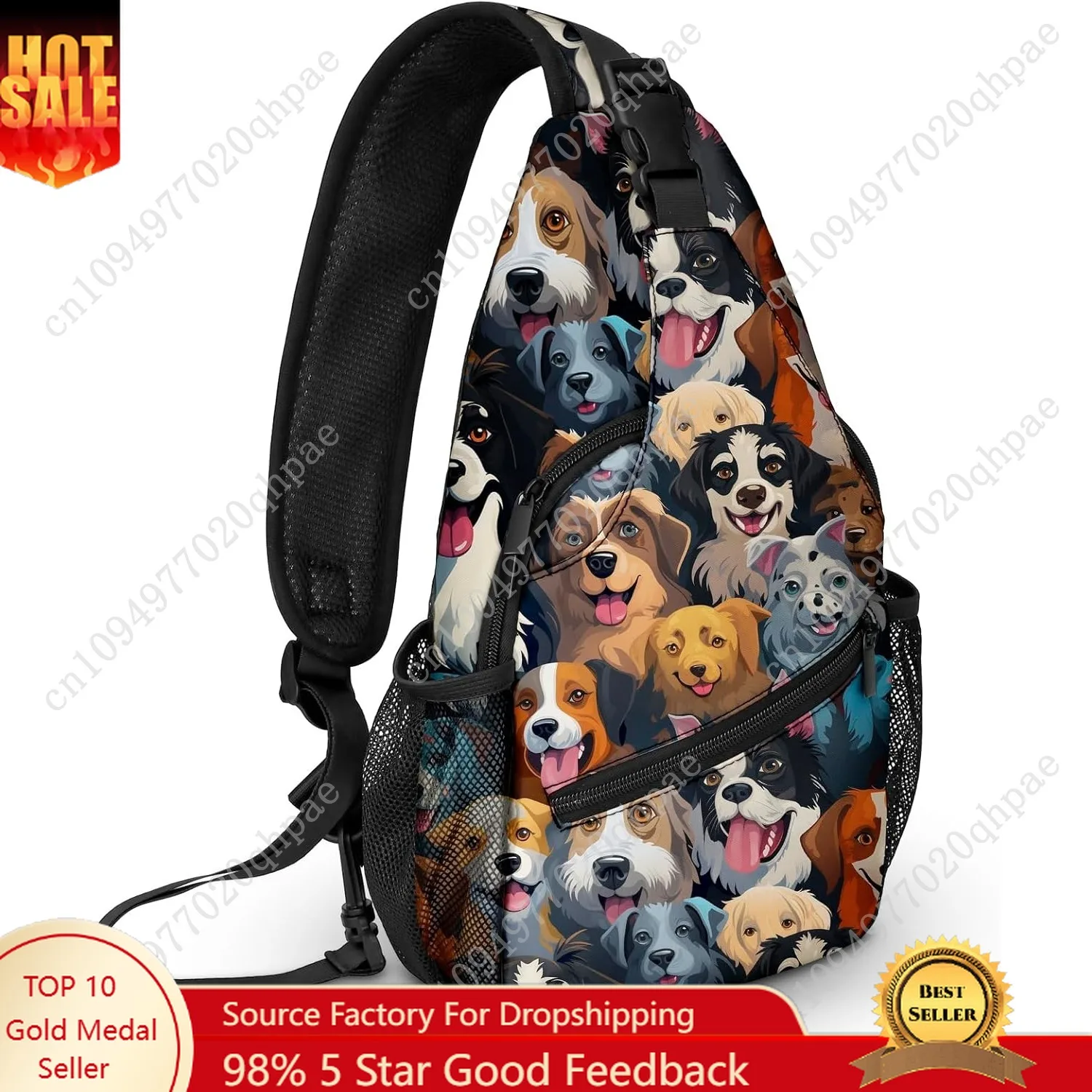 

Colorful Dog Sling Bag travel Crossbody Backpack Casual Daypack for Women with Strap Lightweight Outdoor Hiking Climbing Runners