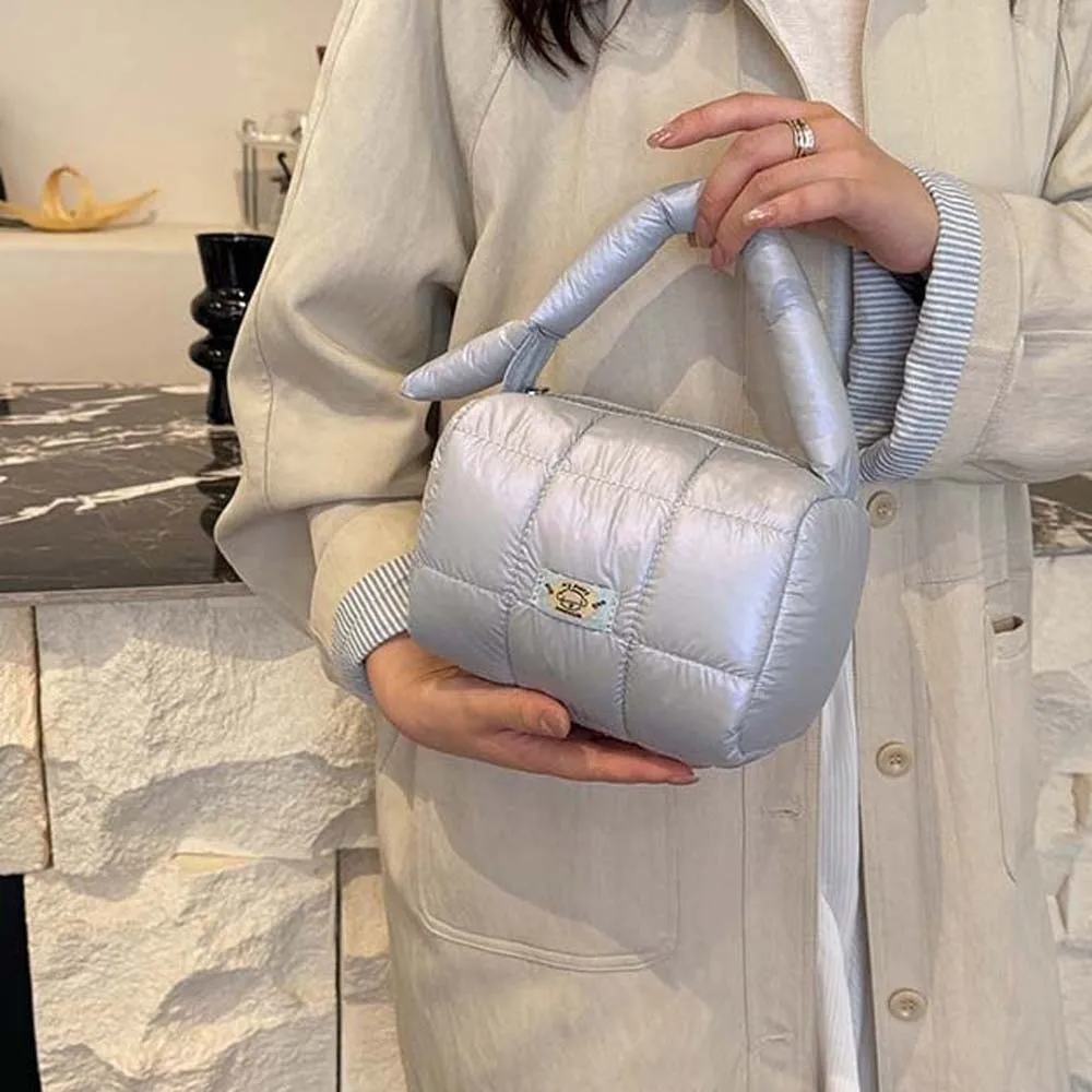 

Quilted Cloud Pleatd Grid Bag Large Capacity Lightweight Puffy Tote Pouch Polyester Anti-splash Water