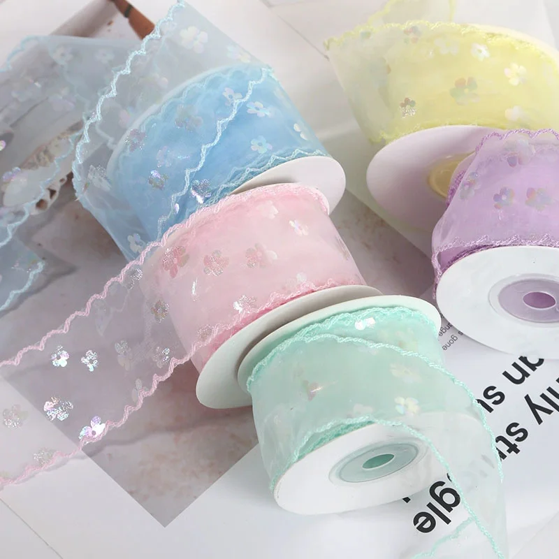 

New 5 yards Snow Silk Ribbon DIY Bow Hair Accessories Gift Bouquet Packaging Ribbon Clothing Ribbon Lace