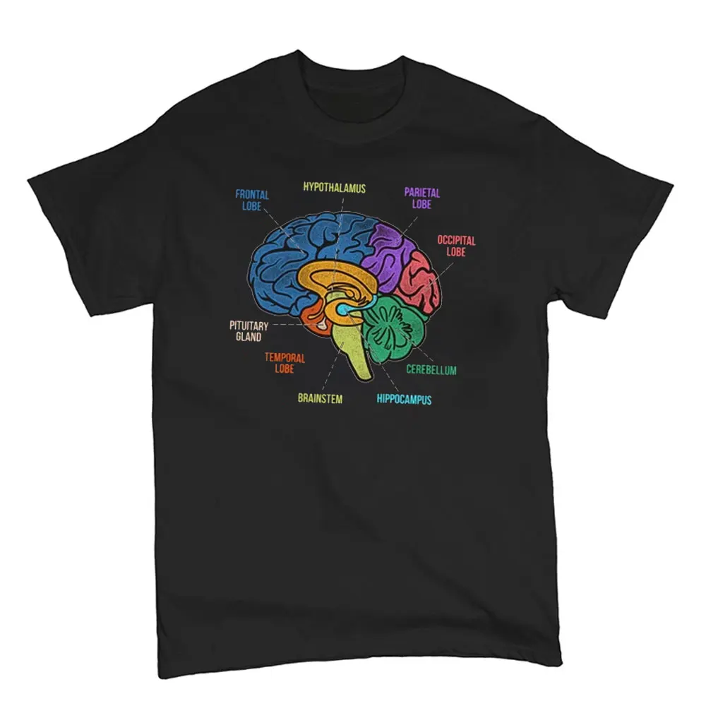 Funny Part of The Brain Color Chart High Quality T-shirt Neurology Print Harajuku Unisex Summer Short Sleeve Gift Tshirt Tops