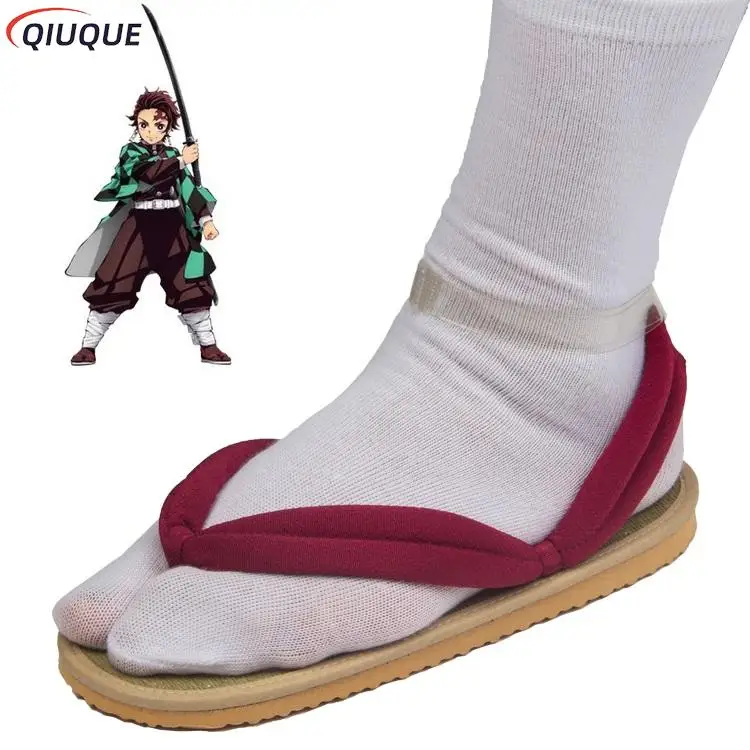 Zuecos de Cosplay de Anime Kamado Nezuko para adultos y niños, chanclas de Kimono, zapatillas Geta, zapatos