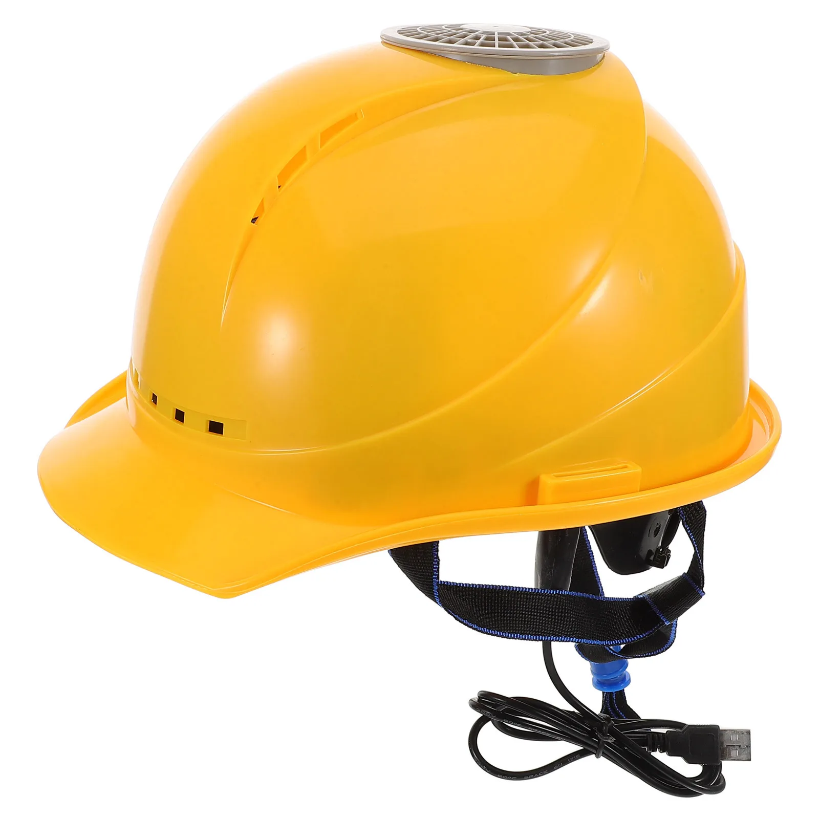 USB شحن مروحة قبعة التبريد الأصفر على شكل حرف V البناء سلامة الصيف العمل في الهواء الطلق قبعة صلبة مروحة البناء والعتاد