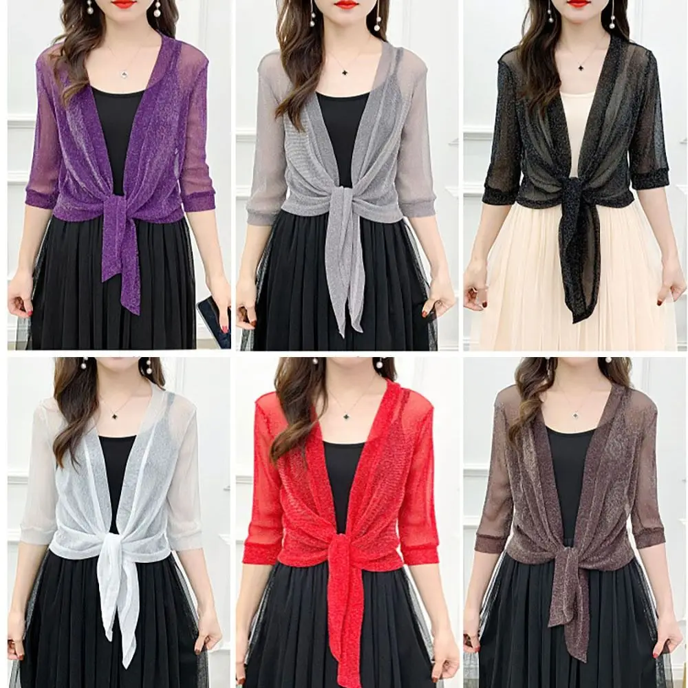 New Polyester Women's Cardigan One Size Tulle Sun Protection Clothing Air-Conditioning Shirt Summer