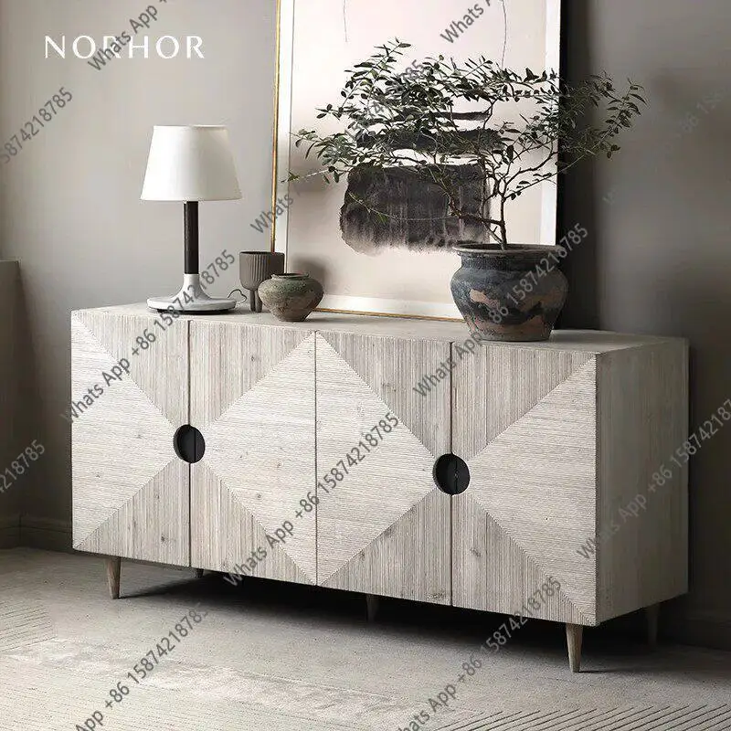 

Solid wood dining side cabinet, log storage, light luxury side cabinet, homestay carved entrance cabinet, Nordic