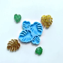 DIY 4 Cavity Monstera Leaf Shape Earrings Silicone Mold with Hole Keychain Necklace Pendant Charms Epoxy Resin Crafting Mould