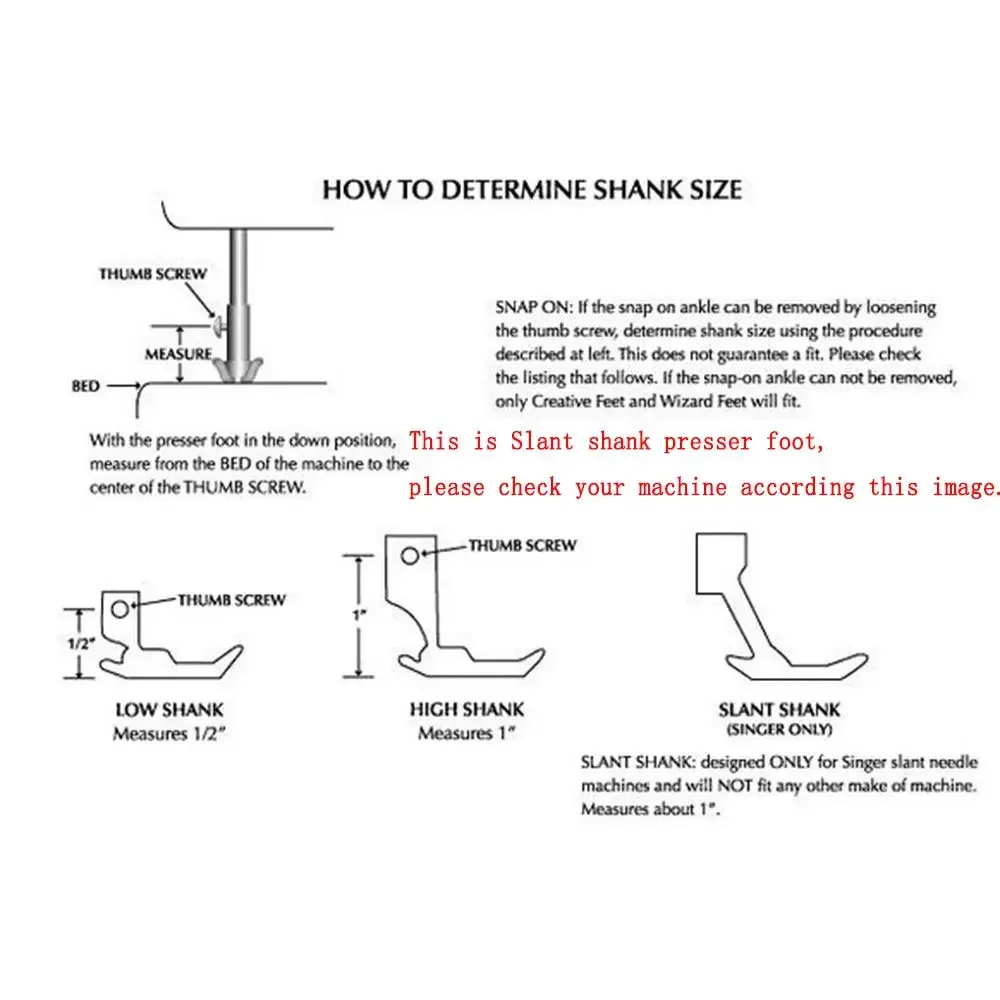 Slant Shank Adjustable Sewing Machine Guide Presser Foot for Singer 9018 9020 9022 9027 9032#P86708S