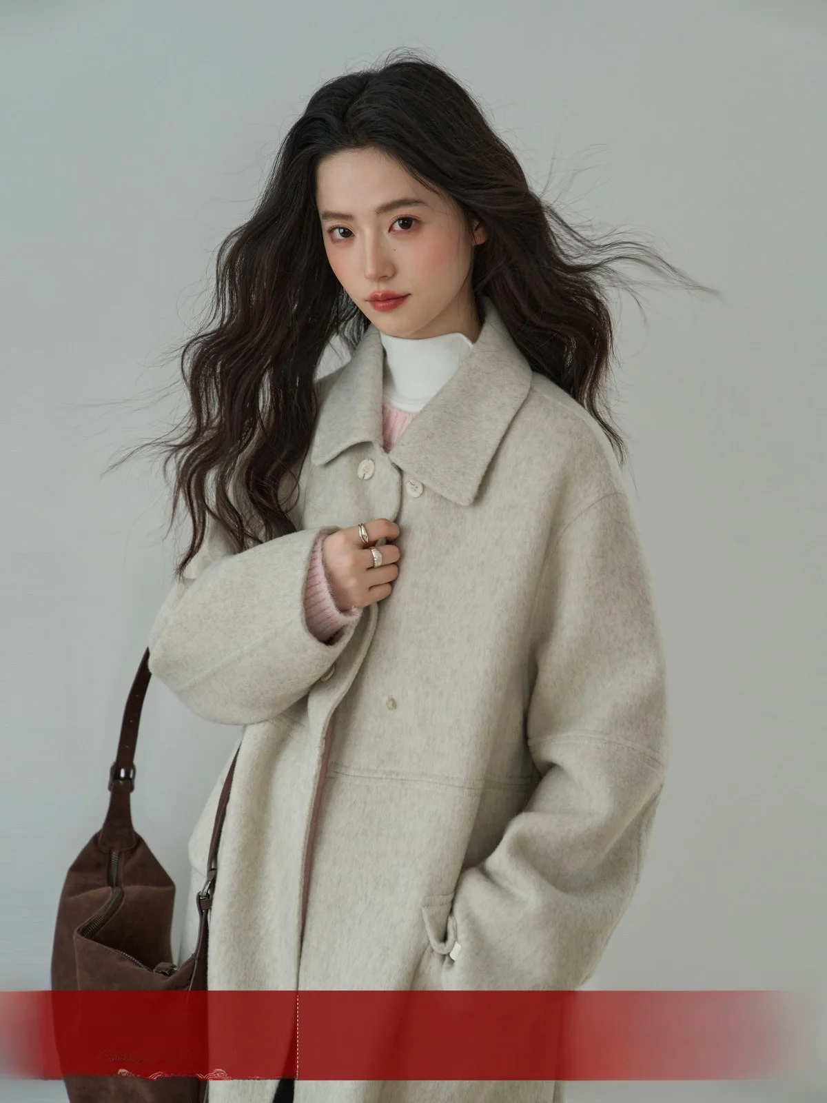 

MoZa Double-Faced Camere Oaeal Long Coat Collar Woolen Outerwear Women's 2025 Winter New Sle Warm Woolen Coat