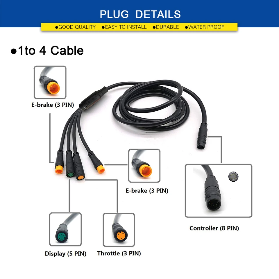 Ebike 1T4 Kabel – 8-polig Zu Controller, 5-polig  Produktbild-Vorschau 2