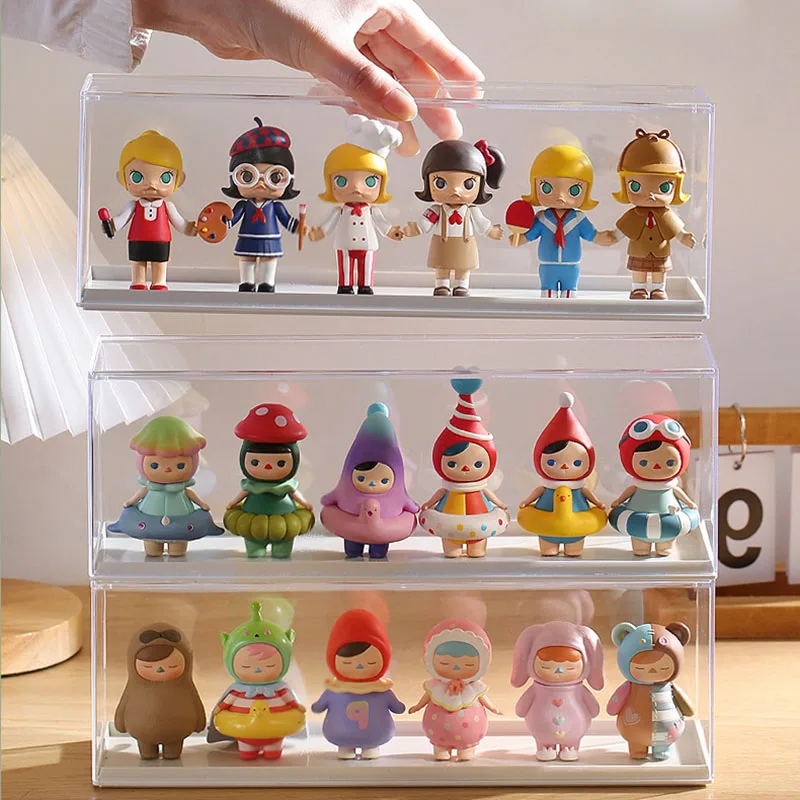 Stackable Clear Acrylic Dustproof Display Case Toy Storage Box for Action Figures Dolls Blind Figurine Home Desktop Organizer
