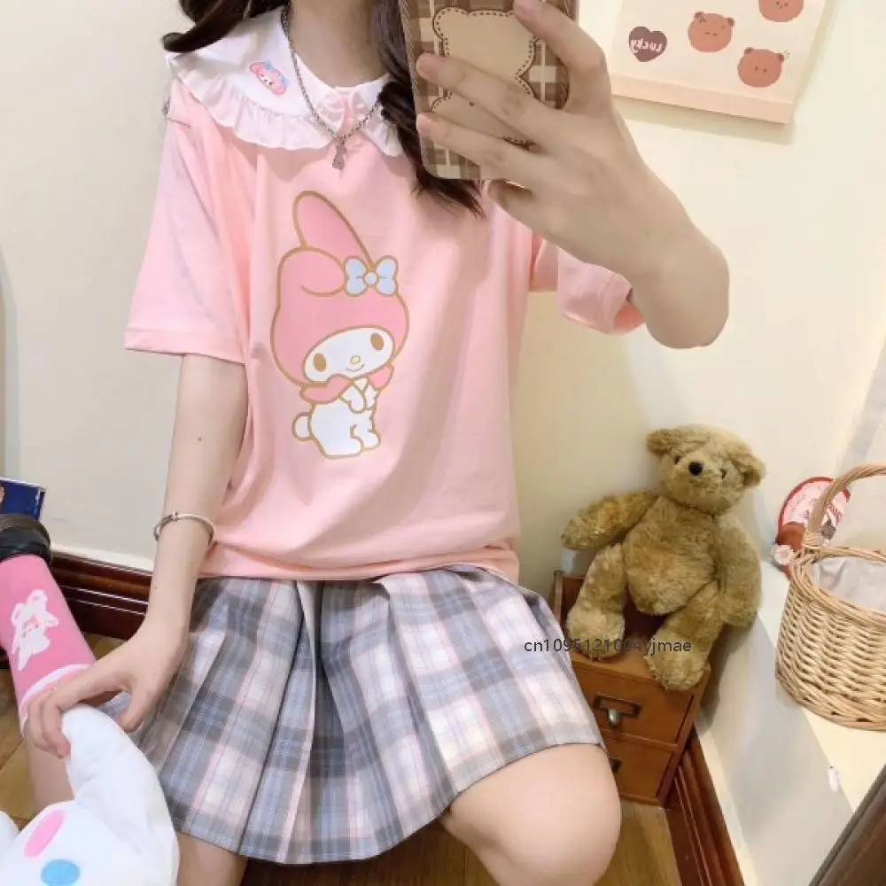 سانريو بلدي ميلودي تي شيرت فتاة 2025 جديد الصيف شيك دمية طوق القمم النسخة الكورية الحلو قميص Y2K لينة شقيقة القمم للنساء #3