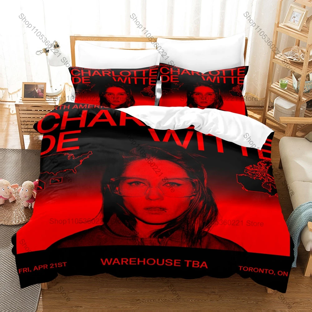 Charlotte de Witte Techno DJ Dark Industrial Stage Print Bedding Set Duvet Cover + 2 Pillowcases For Rave Electronic Music Fans