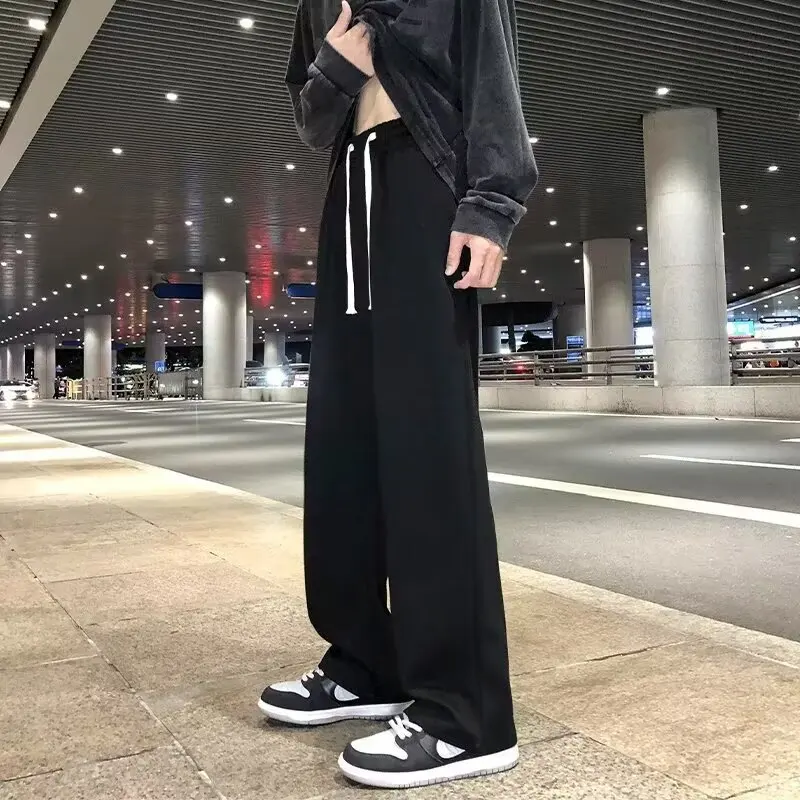 Men's Summer Breathable Loose Fit Sun Protection Shirt Collar Casual Pants Soft Polyester Fiber High Waist Straight Leg Trousers