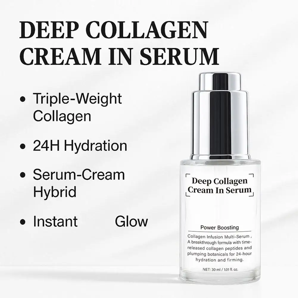 Creme de colágeno profundo de 30ml em soro - multi-soro de infusão de colágeno com reforço de energia, hidratação 24H e reafirmante ilumina a pele