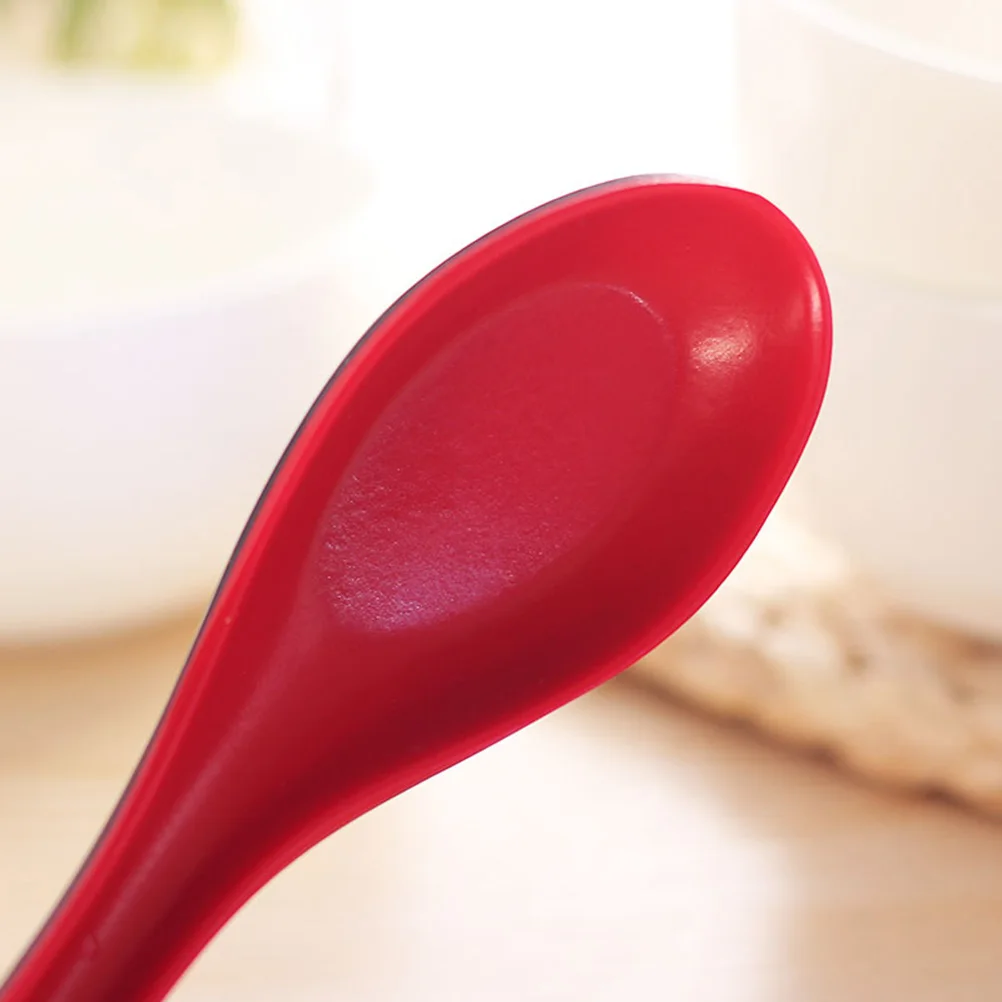 

6pcs Long Soup Spoons Plastic Dishwasher Safe Chinese Soup Spoons Hook Design Black Red Asian Kitchen Bar