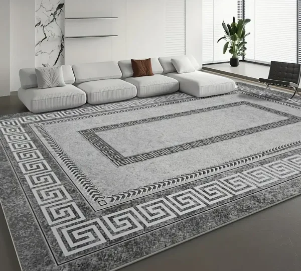 Luxury Chenille Mat Bohemian Floral Persian Mat Machine Washable for Living Room Bedroom Entryway Gray Black Boho Floor Mats