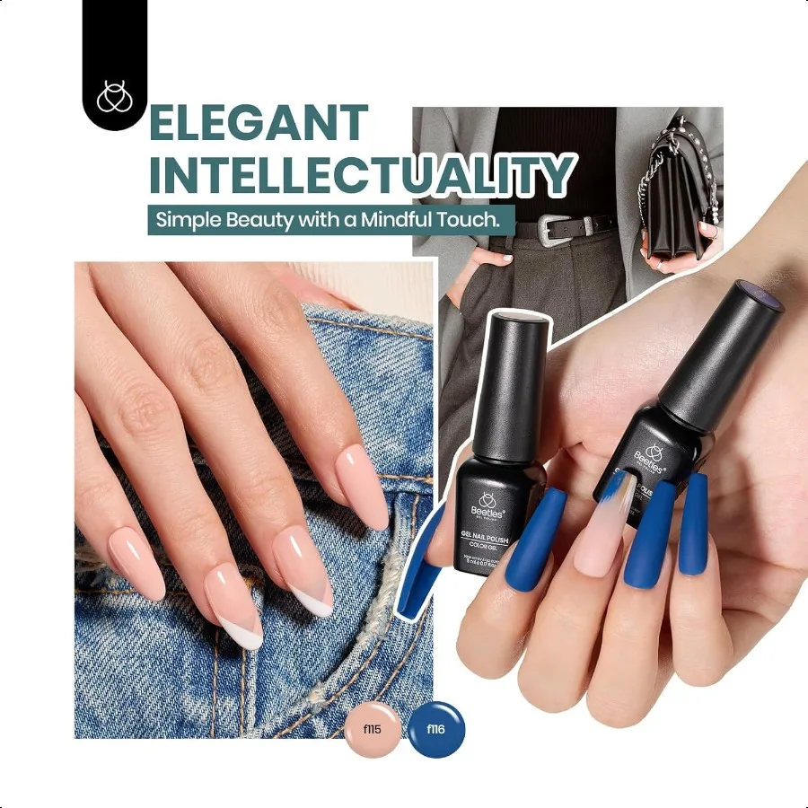 Juego de esmalte de uñas de Gel Beetles, 60 colores, Kit de esmalte de Gel Uv de otoño, brillo marrón gelatina, desnudo, rosa, blanco, rojo, azul, verde, Poli de uñas