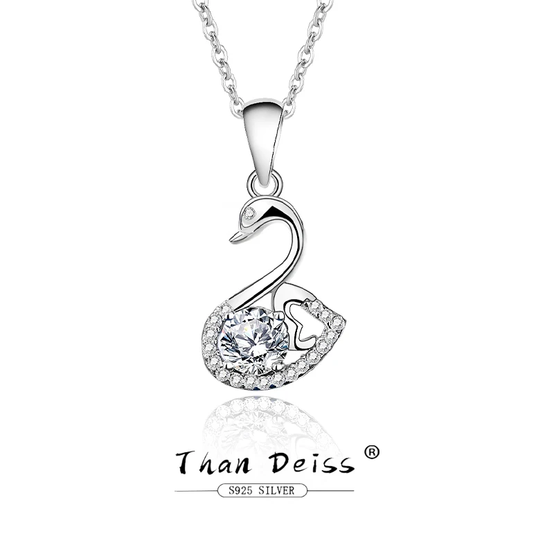 

925 Sterling Silver Elegant Swan Pendant Fashion Charming Animal Sparkling Pure Moissanite Necklace for Women Fine Jewelry Gift