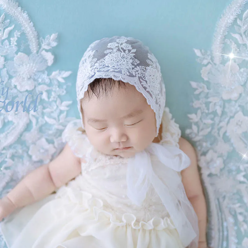 Asas borboleta de renda para bebê recém-nascido, roupas fotográficas, vestido e chapéu estilo doce, acessórios para foto de estúdio para menina