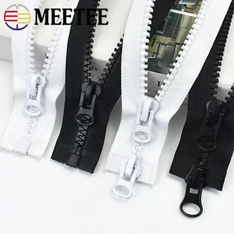 1Pc 60-300cm 5# 8# Resin Zipper Double Slider Zip Black White Single Puller Open-End Zippers Clothes Sewing Zips RepairAccessory