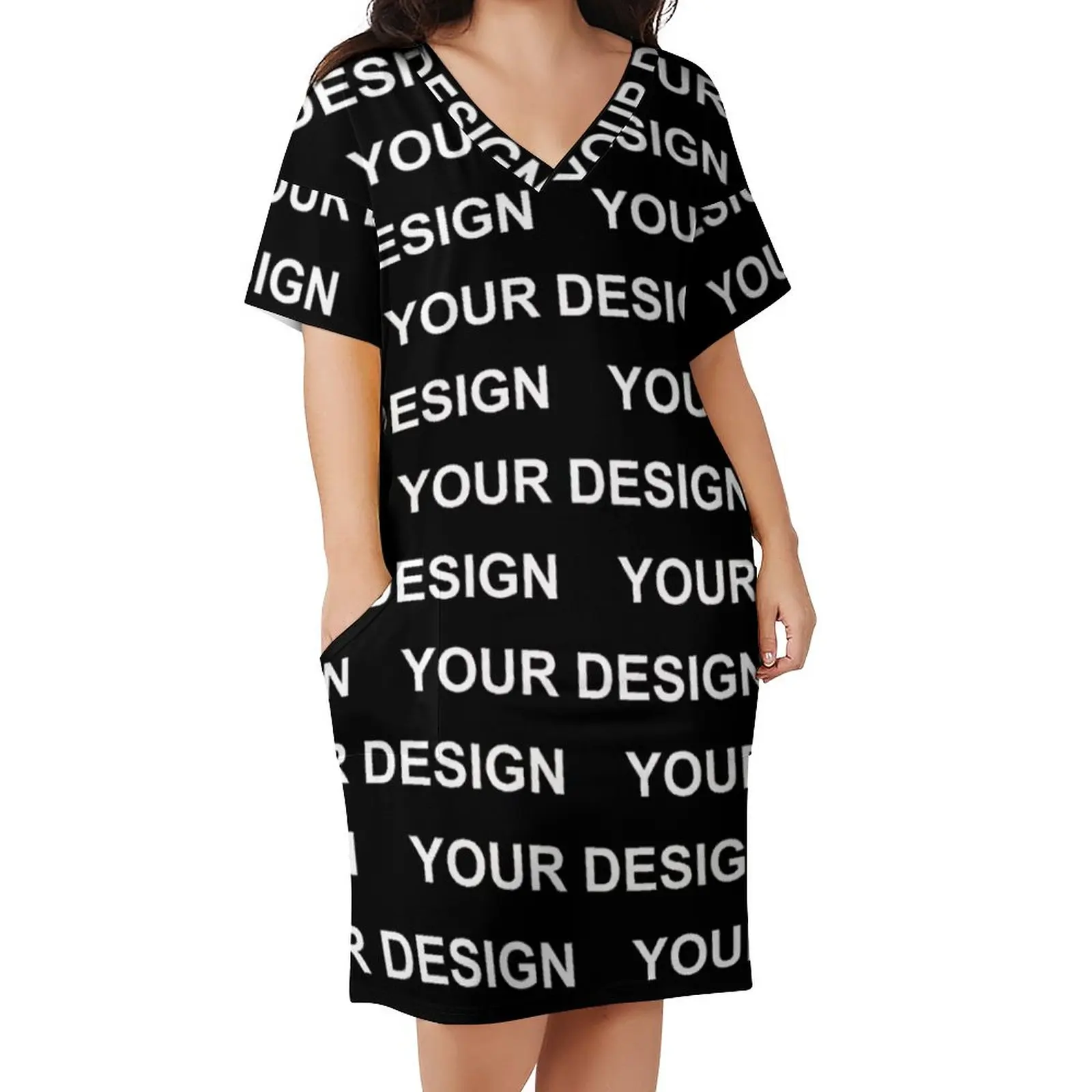 Robe décontractée à motif de col en V pour femmes, robe à la mode, grande taille 5XL