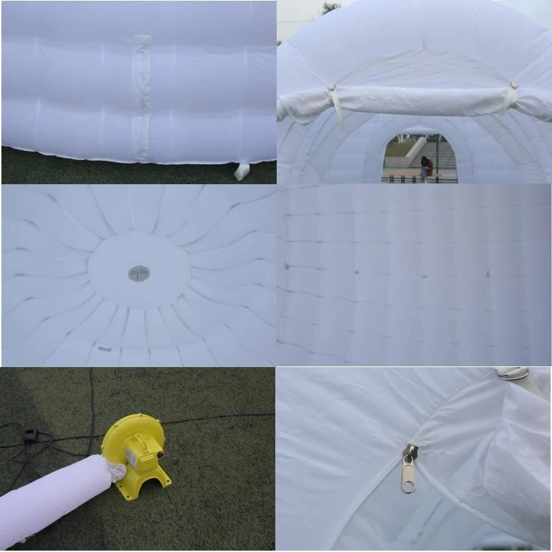 Witte opblaasbare koepeltent buitenverlichting opblaasbare feestkoepel voor huur feestevenement opblaasbare sporthal tent met ventilator