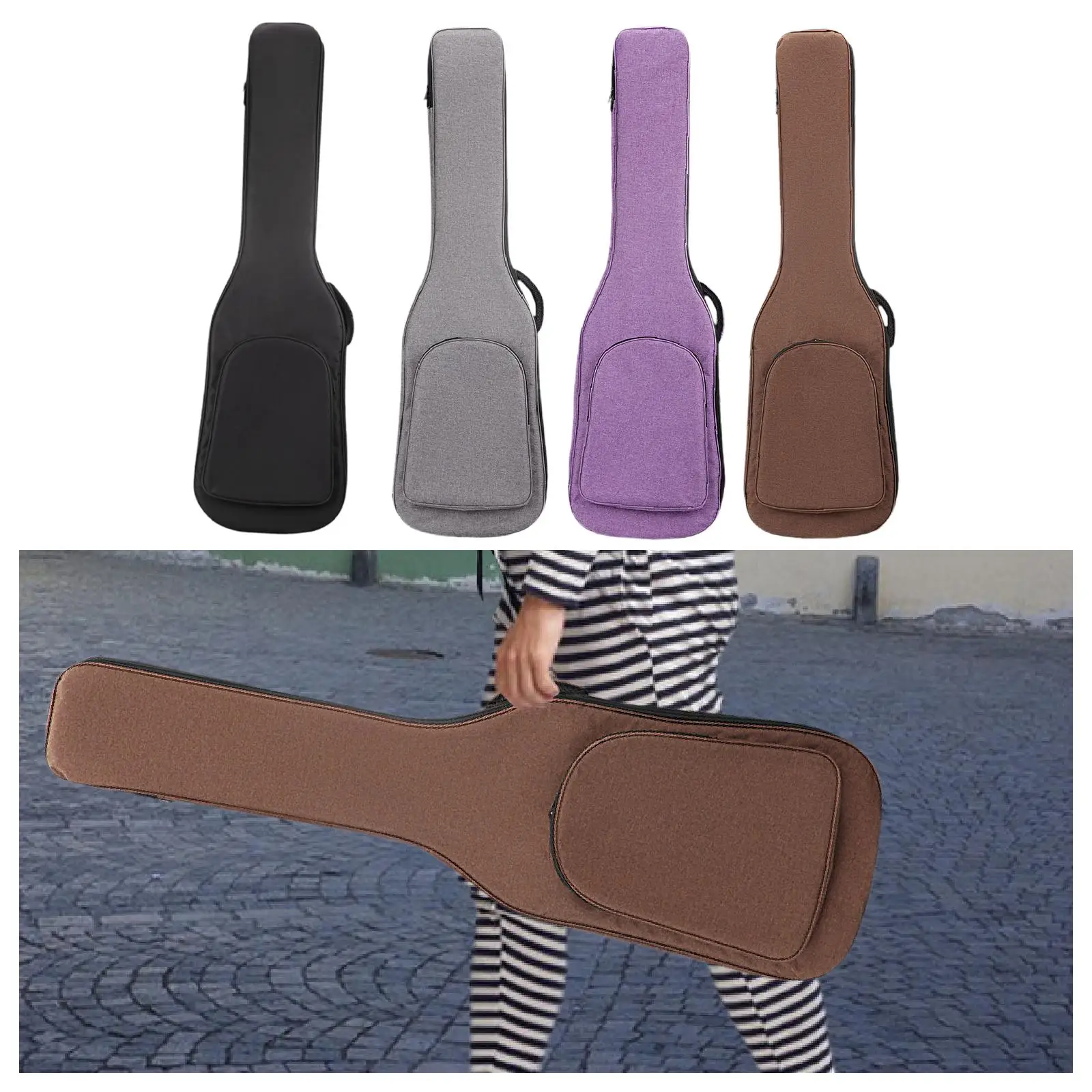 

Рюкзак для электрогитары, сумка для концерта, регулируемые ремни, противоударная утолщенная сумка для бас-гитары с двойным ремнем для домашних концертов, путешествий