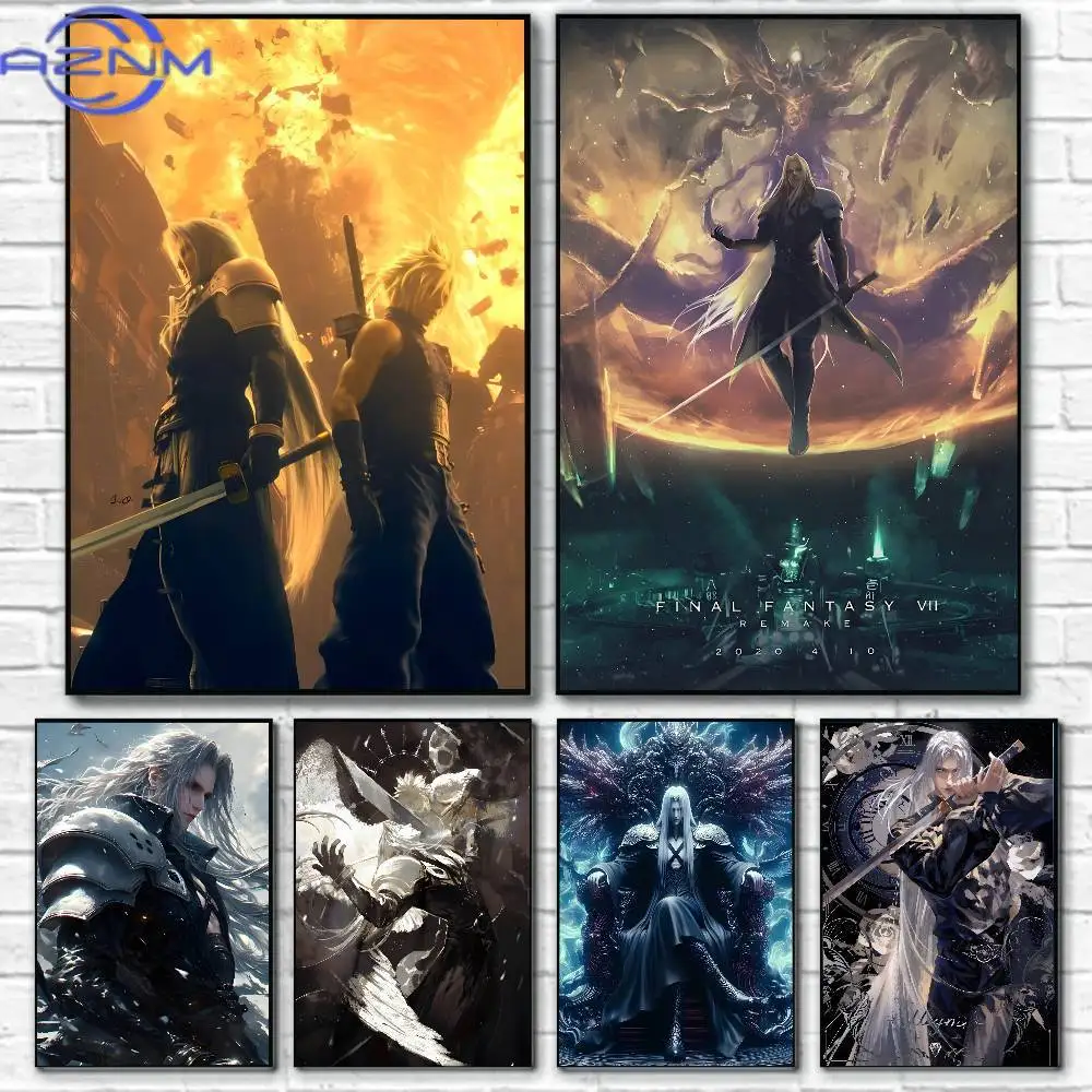 MT-Final Fantasy For Role S-Sephiroth Poster Canvas painting poster with prints Home bedroom living room decoration gift