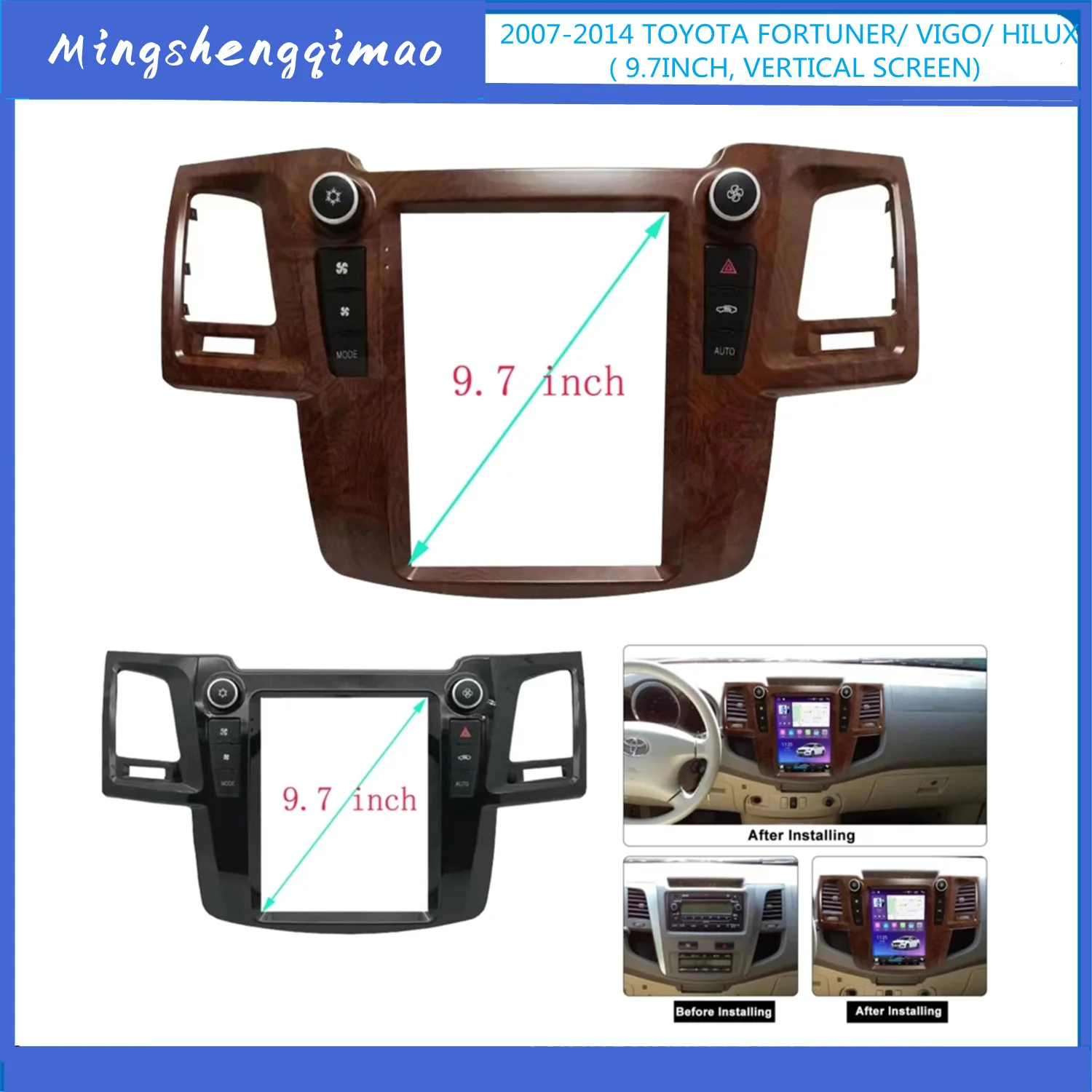 

Car Frame Fascia Adapter 9.7 Inch Tesla Style Android Radio Dash Fitting Panel Kit For Toyota Vigo Hilux Fortuner