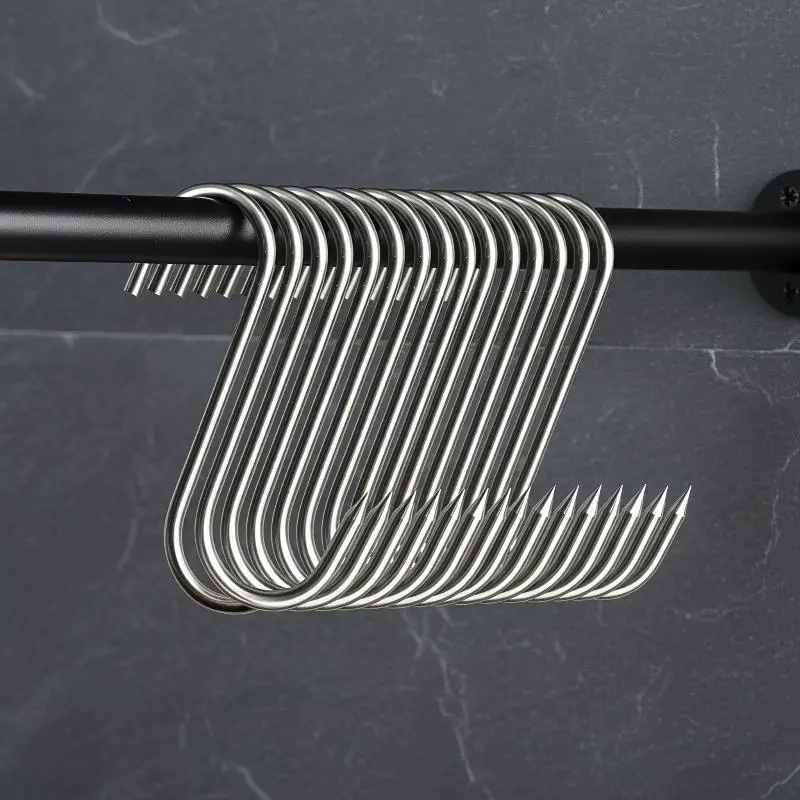 20pcs Heavy Duty S Shaped Butcher Hook With Tip For Hanging Meat And Sausages