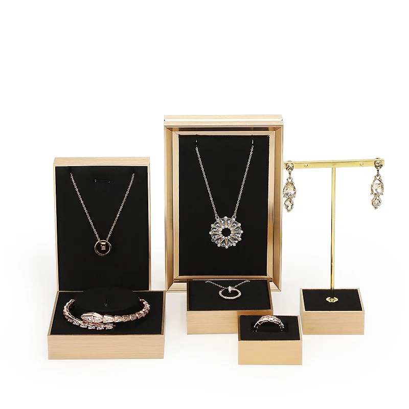 

Металлическая ткань, набор ювелирных изделий, роскошное ожерелье, кулон, серьги, подставка, кольца, держатель для браслета, комплект реквизита для показа ювелирных изделий