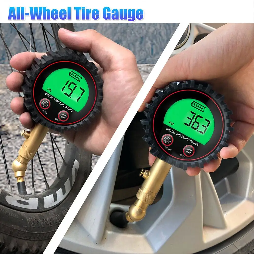 Tire Pressure Gauge 3-255PSI  Backlight LCD Display Digital Air Pressure Gauge For Car Trucks Bikes