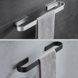 Towel Rail Rack Towel Holder Bathroom Towels Rack Hanger Black Silver Space Aluminum Wall Hanging Towel Bar Storage Shelf