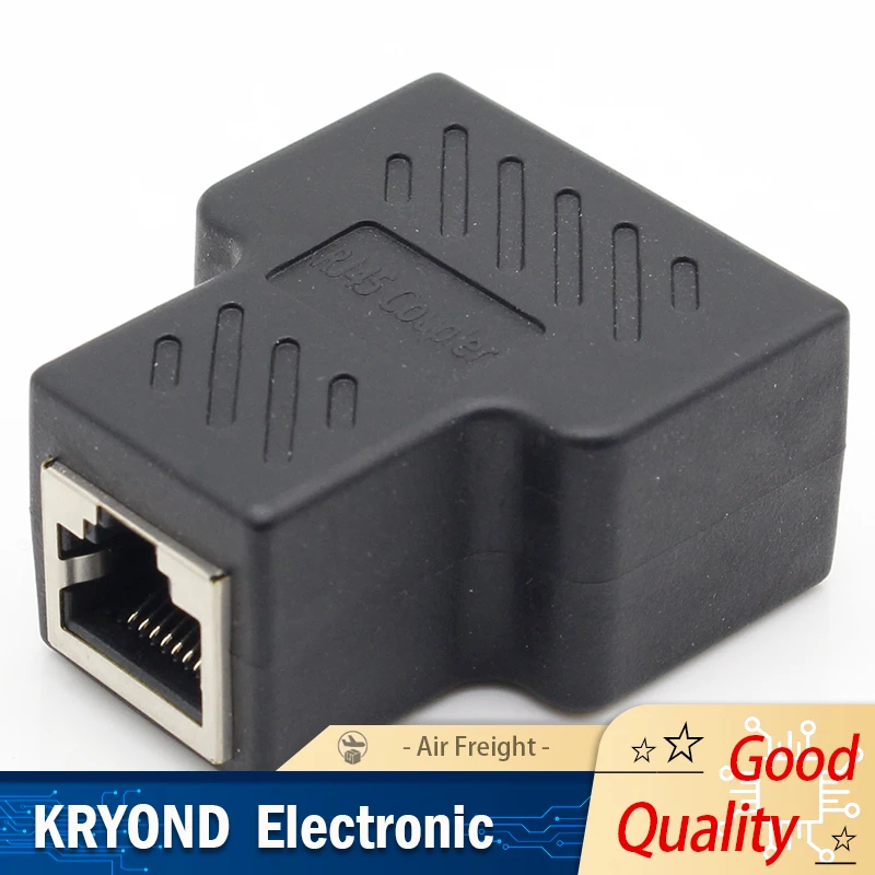 1PCS 1 to 2 Ways RJ45 LAN Ethernet Network Cable Female Splitter Connector Adapter