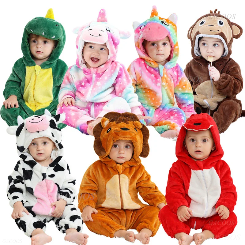 0 1 2 3 4 Years Kigurumi Pajamas for Toddler Baby Clothes Children Outfits Infant Dinosaur Unicorn Cat Monkey Cosplay Costumes