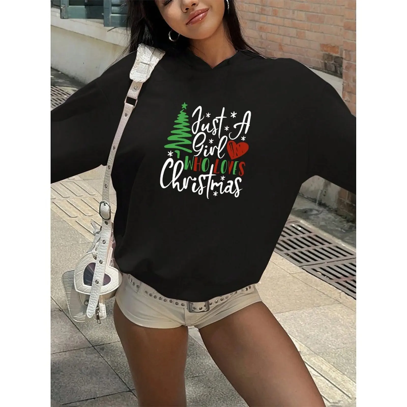 

2025 Fashion Sweatshirts Woman Winter Pullovers Casual Loose Top Oversized Hoodies Christmas Printed Comfort Long Sleeve Sweater