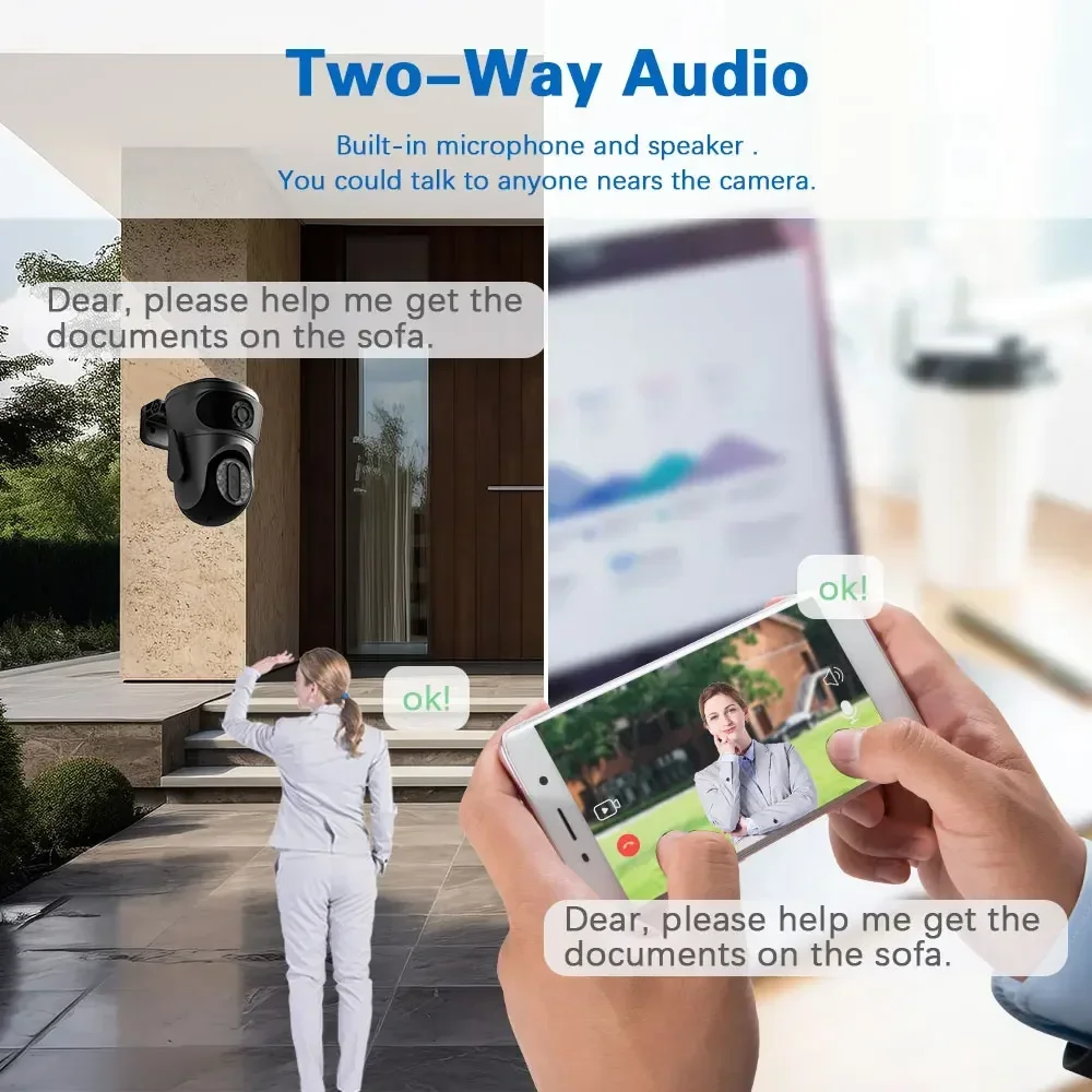 4K 8MP WiFi Smart Home Two-Way Audio PTZ IP Camera Dual-Lens Human Detect CCTV Camera Outdoor Wifi Surveillance Camera IPC360