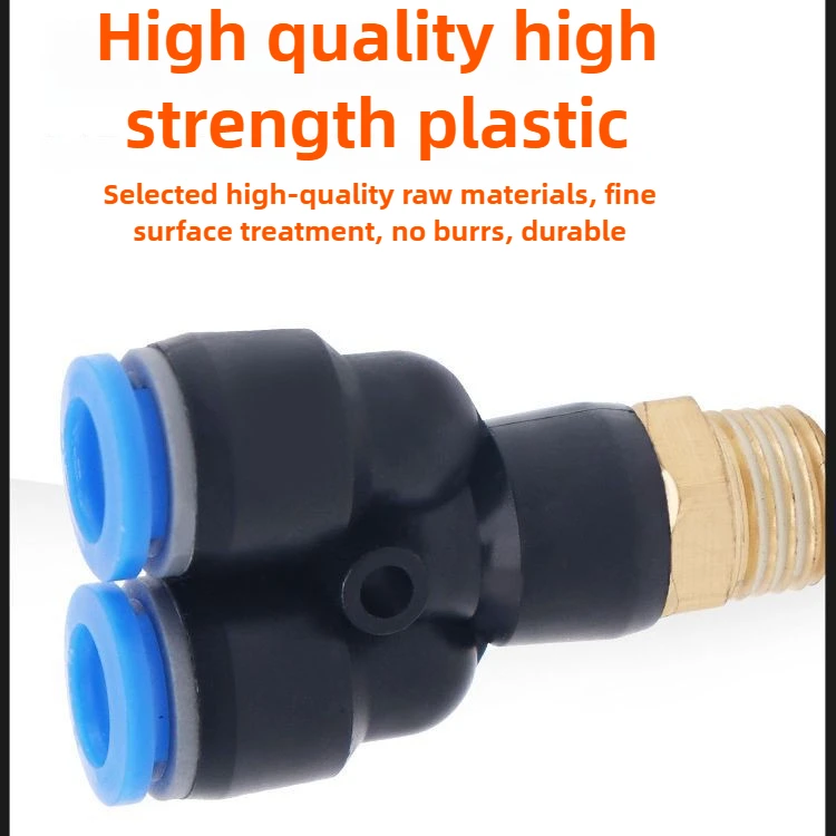 PX Threaded Y-Type Pneumatic Tee Fittings - Equal Diameter Quick Connect Couplers for Air Hose Systems