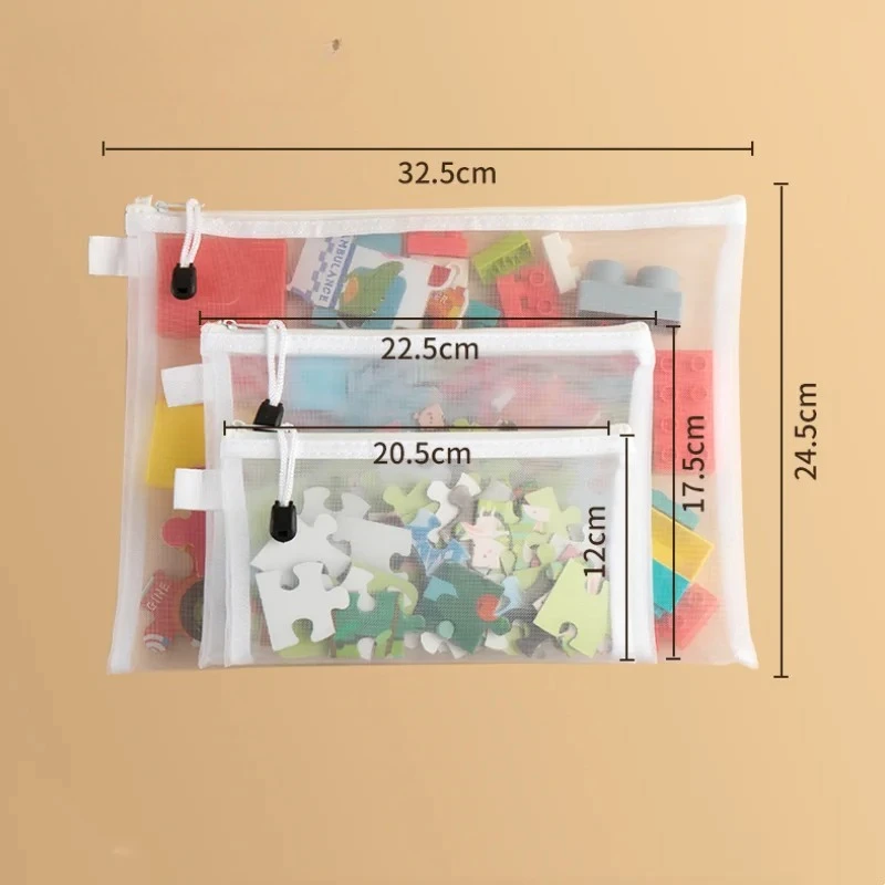 1-9 PCS Mesh Zipper File Bag Waterproof Moisture-proof Zipper Folder Toy Storage Bag Storage Tools Cosmetic Organization Bag