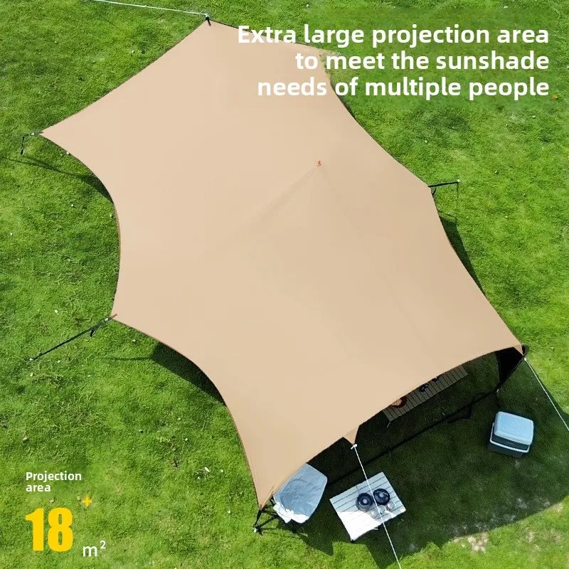 Vinyl Canopy Tent Outdoor Camping Large Space Rainproof Sunproof Butterfly Shaped Shade Canopy Gear Sunscreen and Sunshade Cloth