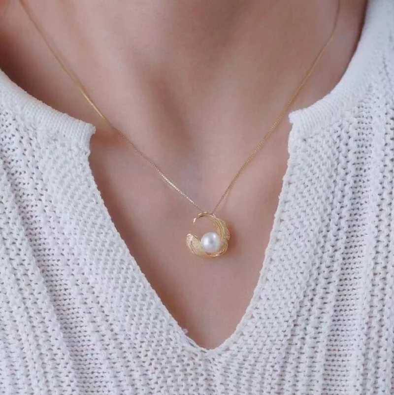 

18" 8-9mm Natural South Sea Genuine White Perfect Pearl Necklace Pendant