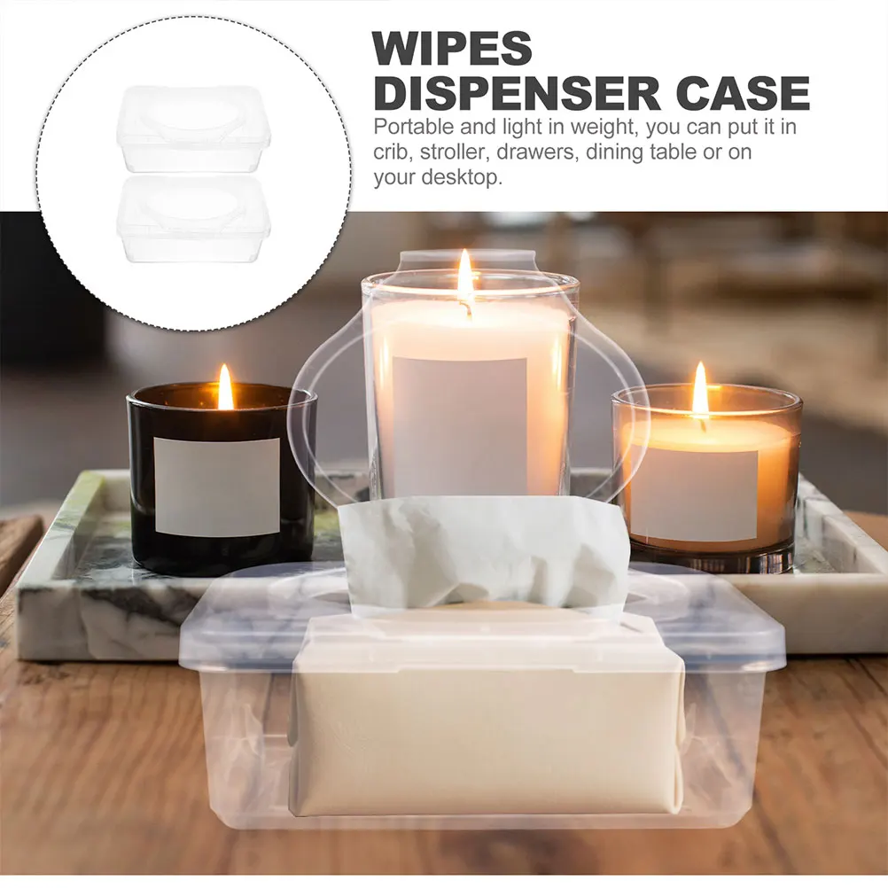 

2pcs Tissue Box Dust-proof Storage Container Wipes Case for Bathroom Travel Clear Large Capacity Napkins Holder Refillable